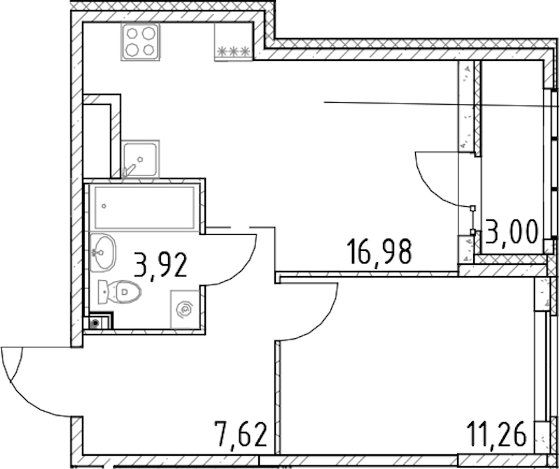 1-комнатная квартира 39.78 м², 14/23 эт., ЖК «Город Первых»